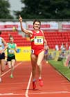 Becky Straw (W Mid) wins the 1500 Senior Girls.